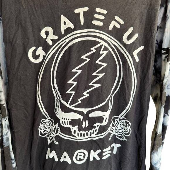 Market X Grateful Dead Shirt L/S Black Medium Tie Dye Grunge Metal Deadheads - Picture 2 of 8